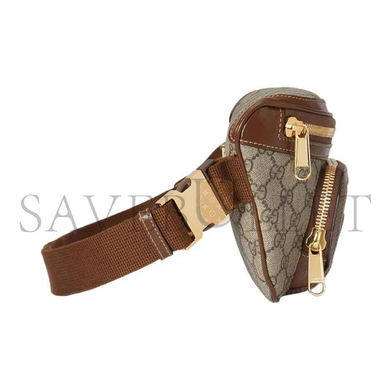 GUCCI GG LARGE CANVAS WITH LEATHER TRIM FANNY 733240 (22*15*4cm)